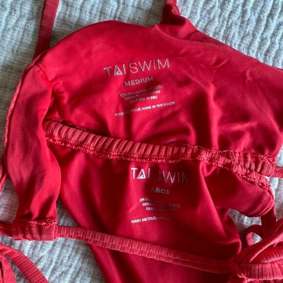 TAI Swim Thong Bikini Red Lehua Medium Hawaii Eco String Cheeky Neon Beach Surf - Picture 8 of 8